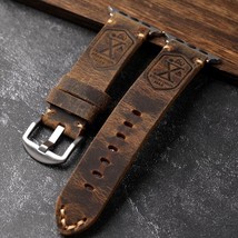 Premium Italian Leather Watch Strap for 44mm Apple Watch 5 6 7 8 Ultra Brown - £23.90 GBP