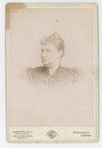 Antique c1880s Ivoryette Cabinet Card Lovely Woman in Dress Gardner Brooklyn, NY - £7.57 GBP