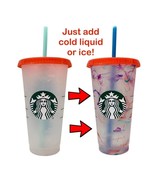 (2) Starbucks Summer 2021 Color Changing Swirl Confetti Reusable 24 Oz C... - £16.20 GBP