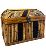 Vintage Rustic Bamboo And Brass Storage Chest/ Home Decor - $56.00