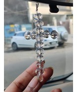 Rear View Mirror Charm Crystal Cross Car Hanging Pendant with Transparen... - £17.89 GBP