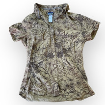 Patagonia Top Womens Sz 8 Floral Print Organic Cotton Short Sleeve Butto... - £27.46 GBP