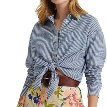 Lauren Ralph Lauren Petite Relaxed Fit Pinstripe Linen Shirt – PM - $69.30