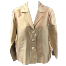 Valerie Stevens Womens Button Up Blouse Gold Long Sleeve Collar 100% Silk S New - £11.95 GBP