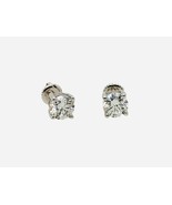 14K White Gold Round Lab Grown Diamond Screw Back Stud Earrings 1.00ctw ... - €1.271,25 EUR