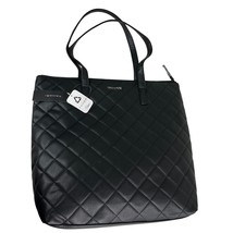 Tahari Large Quilted Tote Bag Calista Vegan Leather Black New - $39.00