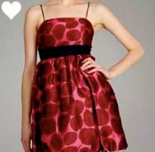 Juicy Couture 100% Silk Pear/ Apple Print Bubble Dress Size 4 Raspberry Red Pink - £36.20 GBP