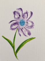 ACEO 2.5&quot; x 3.5&quot; Original Abstract Flower Watercolor Painting Miniature Art - £3.73 GBP