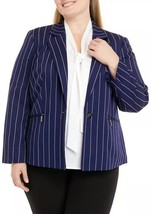New Kasper Navy Blue Stripes Career Jacket Size 20 W 22 W Women $139 - £59.44 GBP