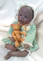 African American Black Ceramic Doll Child and Teddy bear - £67.94 GBP