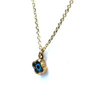 Women&#39;s Necklace Cable Chain 14k Yellow Gold  Evil Eye Tiny Cross Double Sided - £133.21 GBP