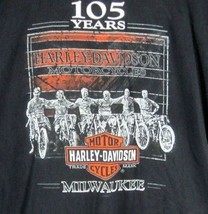 Harley Davidson Motorcycle T-Shirt Large-105 Years-Milwaukee WI GRAY STR... - £15.63 GBP