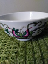 Vintage Chinese Porcelain Bowl, Hand Painted Butterflies, Flowers Gourds Asian B - £22.33 GBP