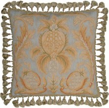 Throw Pillow Aubusson Pineapple 22x22 Bronze Beige Olive Green White Down - £358.08 GBP