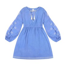 Mer St. Barth women&#39;s elodie embroidery dress in Aegean Blue - size L - $131.67