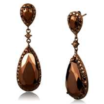 3W1110 - IP Coffee light Brass Earrings with AAA Grade CZ  in Light Coffee - $1,013.44 MXN