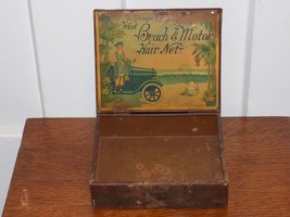 Rare West Beach &amp; Motor Hair Net Advertisement Metal Box - $153.45