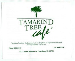 Tamarind Tree Café Menu Central Ave St Petersburg Florida - £9.30 GBP