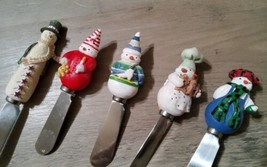 Christmas Set of 5 Boston Warehouse Stainless Steel Snowman Knives/Sprea... - $13.99