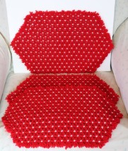 3 New Red White Yarn Christmas Table Scarves Place Settings Furniture Protectors - £6.25 GBP
