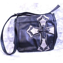 Cato Embellished Black Cross Purse With Zippered Top and Interior Pockets - £13.51 GBP