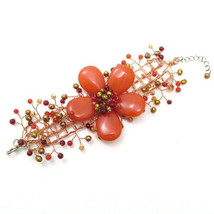 Floral Secrets Orange Daisy Garland Agate Net Bracelet - £21.10 GBP