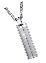 Stainless Steel Lords Prayer Bar Necklace for Men 24 - £58.00 GBP