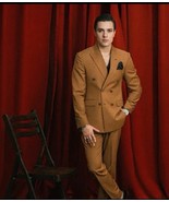 Customized 2 Piece Camel Set Linen Jacket -+Pants Unisex Linen Wool Ital... - $389.86 CAD