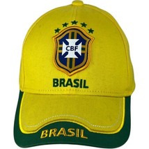 Brazil CBF Five Stars World Cup Soccer Yellow Green Baseball Cap Cotton Hat - £8.83 GBP