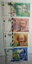 France Set Of 4 Banknotes 50, 100, 200 And 500 Francs 1993 - 1998 Pre Euro Rare - £58.78 GBP