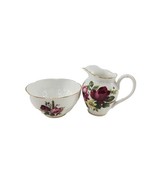 Royal Albert Bone China Flowers Creamer &amp; Sugar Bowl Gold Trim England 2... - $567.40 MXN