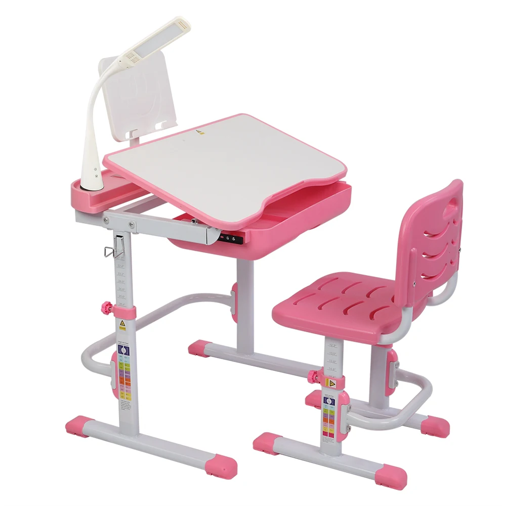 70CM Lifting Table Top  Tilt Children Learning Table And Chair Pink Stud... - £192.35 GBP