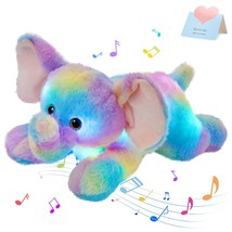 12&#39;&#39; Light Up Musical Rainbow Elephant Stuffed Animal Night Lights Lullaby Wildl - £35.23 GBP