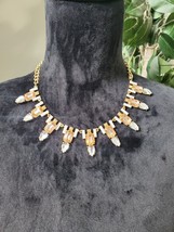 Crystal Art Deco Style Rhinestone Statement Stylish Goldtone Necklace - £19.61 GBP