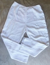 Isabella Bird 100% Linen Comfy Pants Women&#39;s Flat Front White Sz 14 - £20.50 GBP