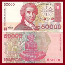 Croatia P26a, 50,000 Dinar, geometric calculations / statute, UNC $3+ CV see UV - £1.30 GBP
