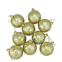 USA SELLER 6ct Gold Glamour Mirrored Glass Disco Ball Christmas Ornaments 2&quot; - £19.42 GBP