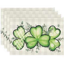 Durable Green Shamrock Placemats Set of 4 - Machine Washable for Easy Care - $17.77