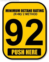 92 Octane Gas Pump Button Label Vinyl Sticker Gasoline Petrol Decal 2x2.... - £3.11 GBP