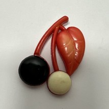 Vintage Red Plastic Cherry Brooch or Pin - £15.58 GBP