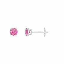 ANGARA Round Pink Sapphire Stud Earrings in 14K White Gold (AA, 3mm) - £266.23 GBP