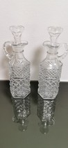 Pair of Vintage Anchor Hocking Wexford Pattern Clear Glass Oil and Vinegar Cruet - £29.14 GBP