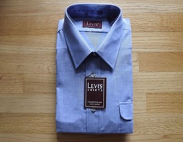 Levi&#39;s Mens Long Sleeve Blue Dress Shirt Cotton Blend Tailored XL - £33.39 GBP