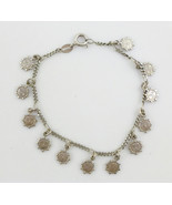 SUN Sterling Silver Vintage CHARM BRACELET - made in ITALY - 7 inches long - £43.86 GBP