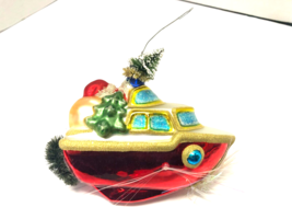 Christmas Santa in Speed Boat 5 3/4&quot; European Glass Ornament - £11.76 GBP