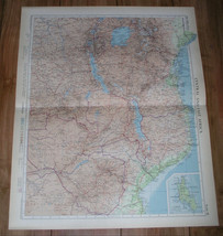 1956 Vintage Map Tanganyika Tanzania Rhodesia Congo Zaire Zambia Zanzibar Africa - $32.33