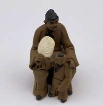 Ceramaic Figurine  Mom &amp; Son Sitting On A Bench - 2.25&quot; - £5.43 GBP