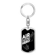 Air Guitar Hero Swivel Keychain Dog Tag Stainless Steel or 18k Gold - £34.99 GBP