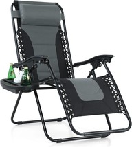 Phi Villa Oversized Padded Zero Gravity Folding Patio Recliner Anti, Grey - $136.94