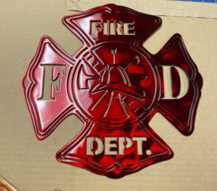 Firefighters Maltese Cross Metal Wall Art Red   13&quot; x 12&quot; - £25.12 GBP